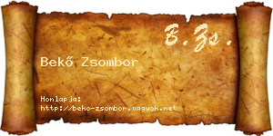 Bekő Zsombor névjegykártya